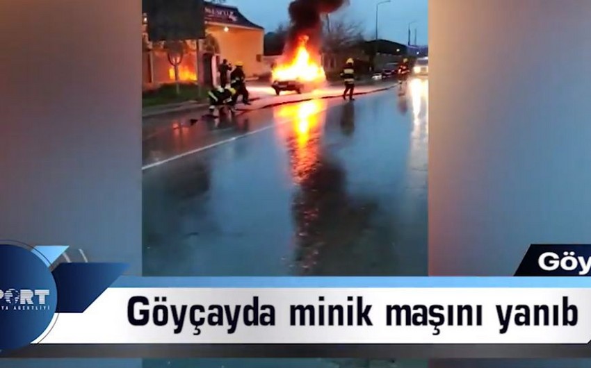 Göyçayda minik maşını yanıb - VİDEO