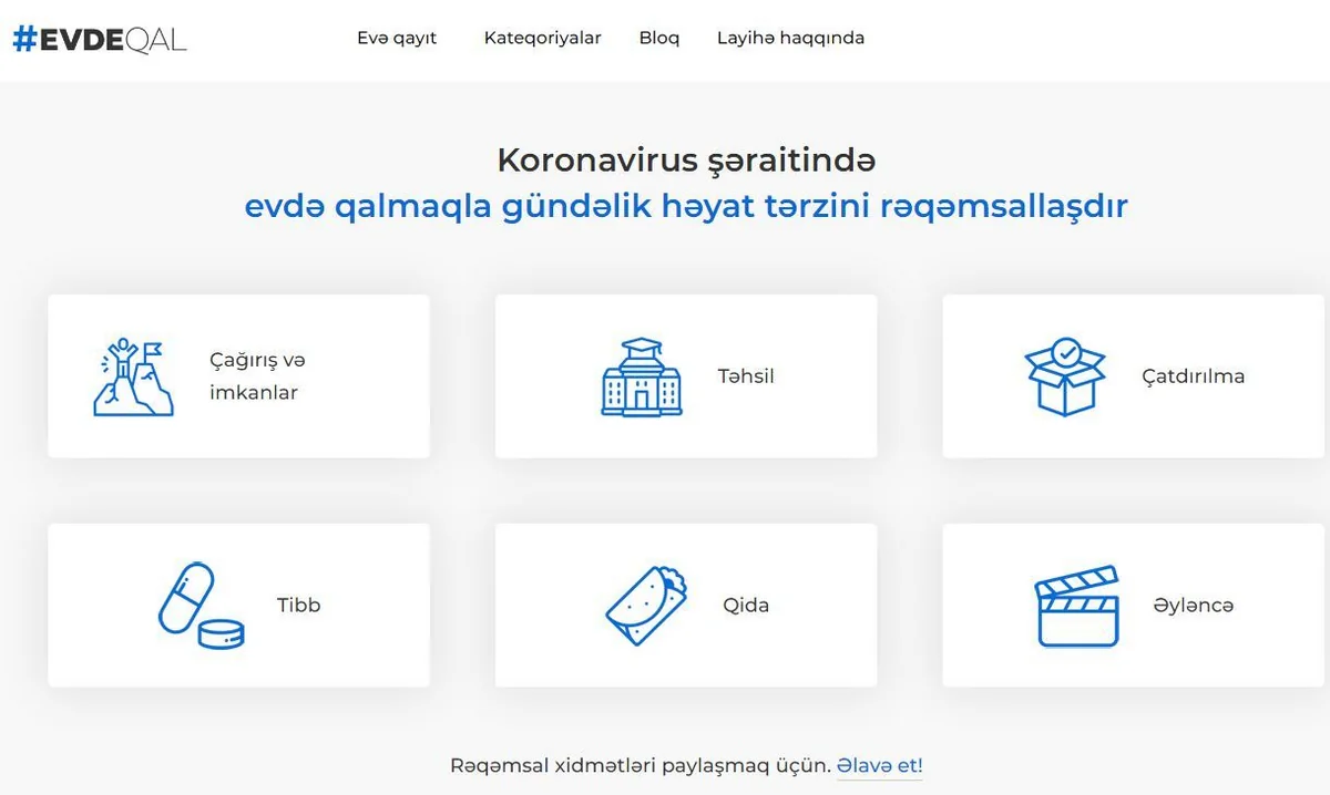 Rəqəmsal xidmətləri əlçatan edən sayt istifadəyə verilib