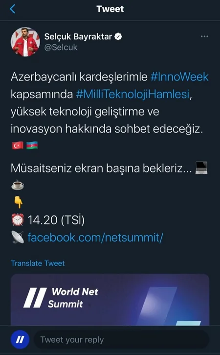 Səlcuq Bayraqdar  “World Net Summit” onlayn konfransında çıxış edəcək