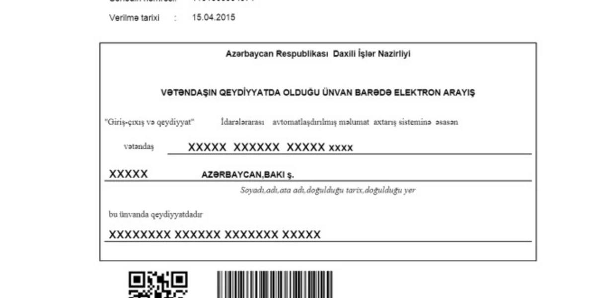 Azərbaycanda yaşayış yeri haqqında arayışı şəxsiyyət vəsiqəsilə almaq mümkün olacaq