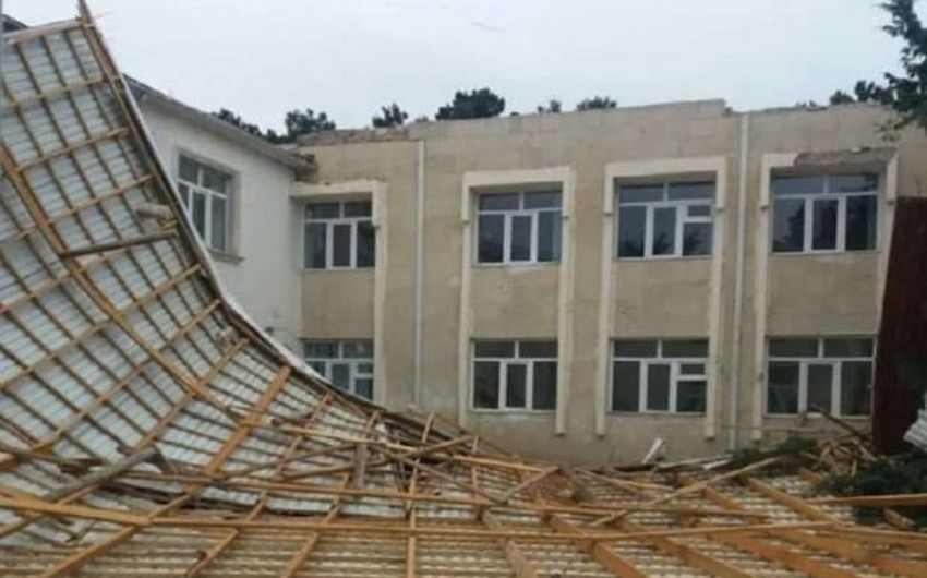 Xırdalanda məktəbin uçan damının təmirinə başlanılıb