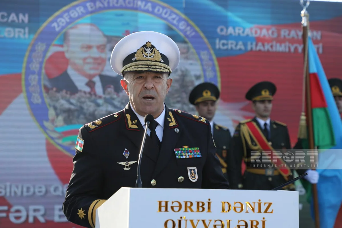Hərbi Dəniz Qüvvələrində Zəfər Gününə həsr olunan təntənəli mərasim keçirilib