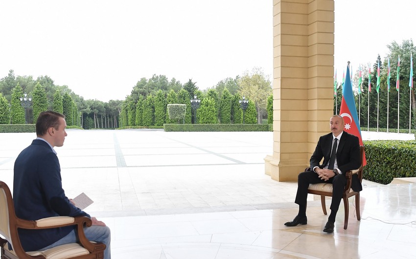 President Ilham Aliyev gives interview to Russian Perviy Kanal TV