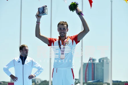 Prince of Monaco, Prince Albert II awards Azerbaijani triathlon athlete at the I European Games