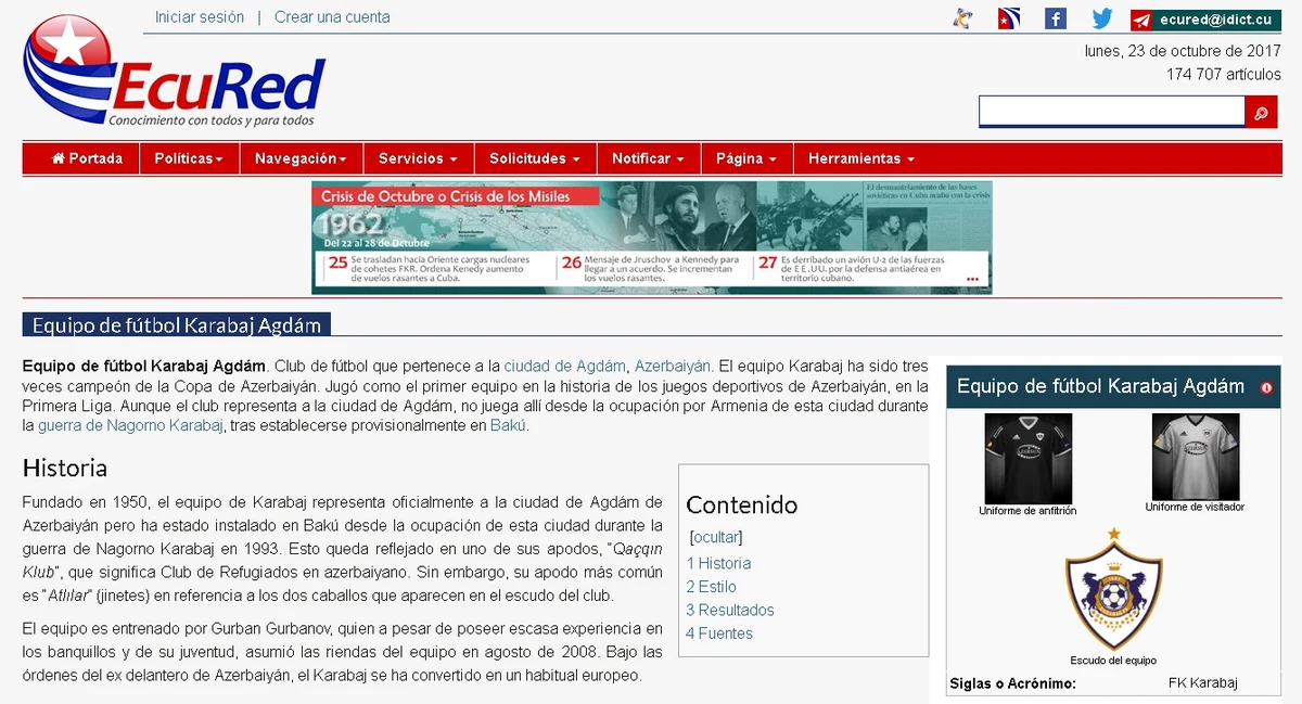 Cuban EcuRed encyclopedia adds an article about Azerbaijan's Qarabag FC