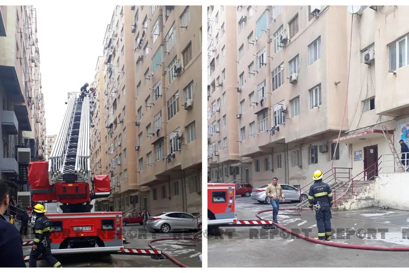 Xırdalanda yaşayış binasında yanğın olub, sakinlər təxliyə edilib