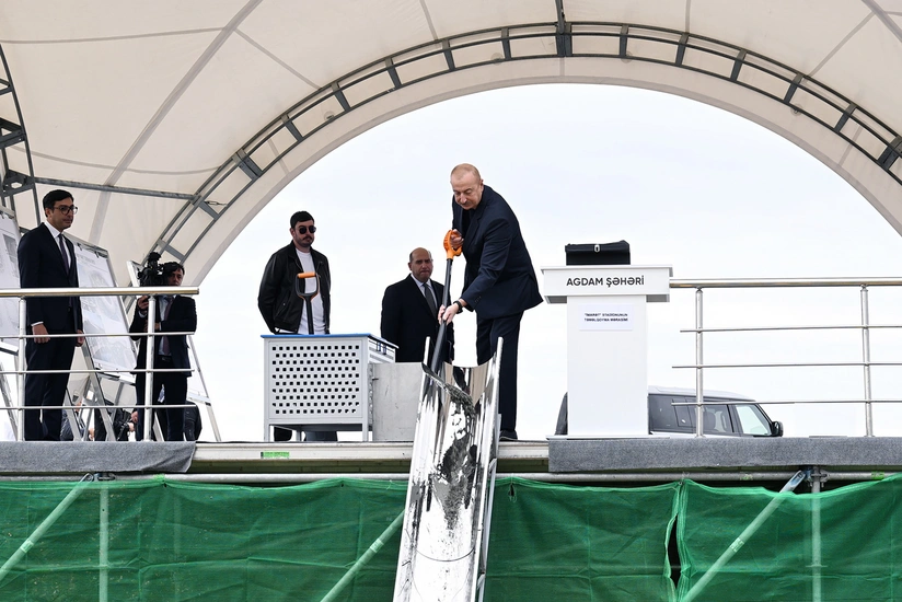 Ağdam şəhərində “İmarət” stadionunun təməli qoyulub - YENİLƏNİB