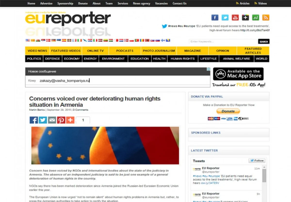 “Eureporter” jurnalı Ermənistanda insan hüquqlarının pozulması hallarından yazıb