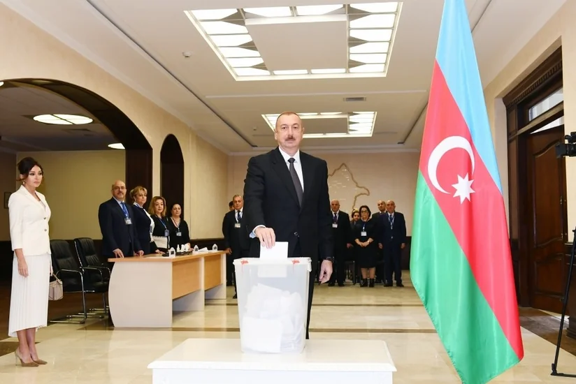 President of Azerbaijan and his family members vote in municipal elections
