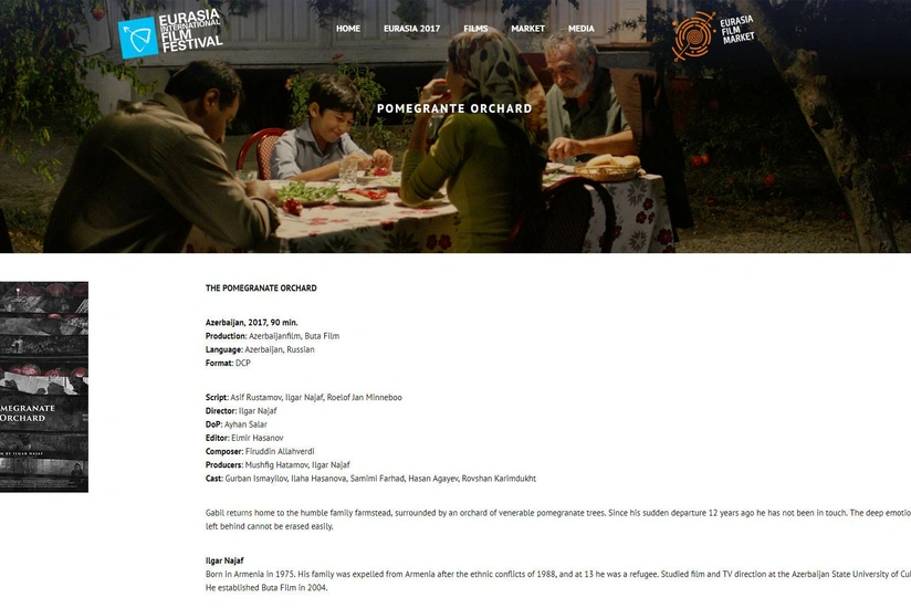 “Nar bağı” bədii filmi Avrasiya Beynəlxalq Film Festivalına dəvət alıb