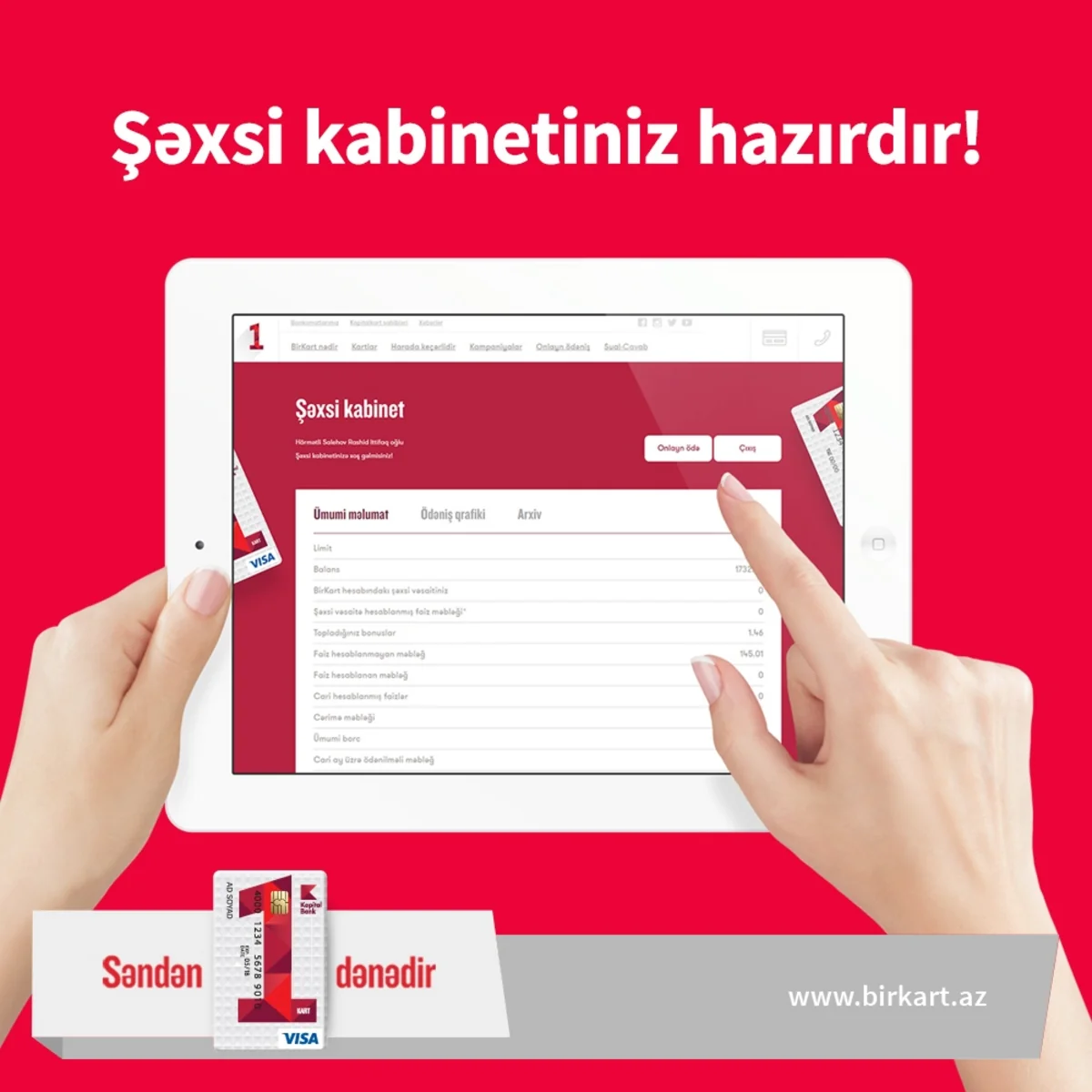 BirKart sahiblərinə Şəxsi kabinet təqdim edilib