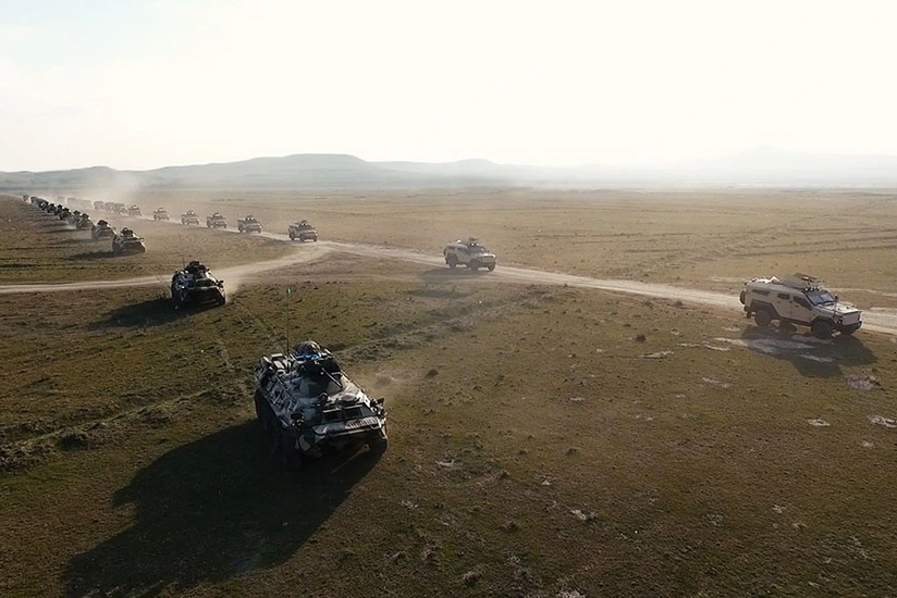 Troops involved in drills moving to operational areas