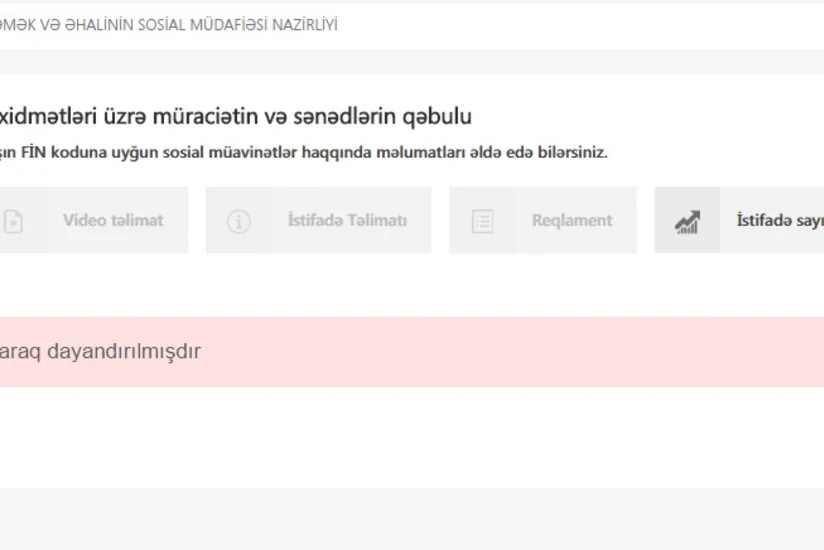 ​Əmək və Əhalinin Sosial Müdafiəsi Nazirliyinin elektron xidmətlərinin əksəriyyəti fəaliyyətini dondurub