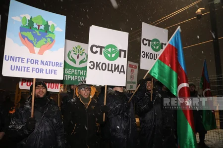 Xankəndi-Laçın yolunda aksiya: ekofəallar qar yağmasına baxmayaraq, etirazlarını davam etdirir