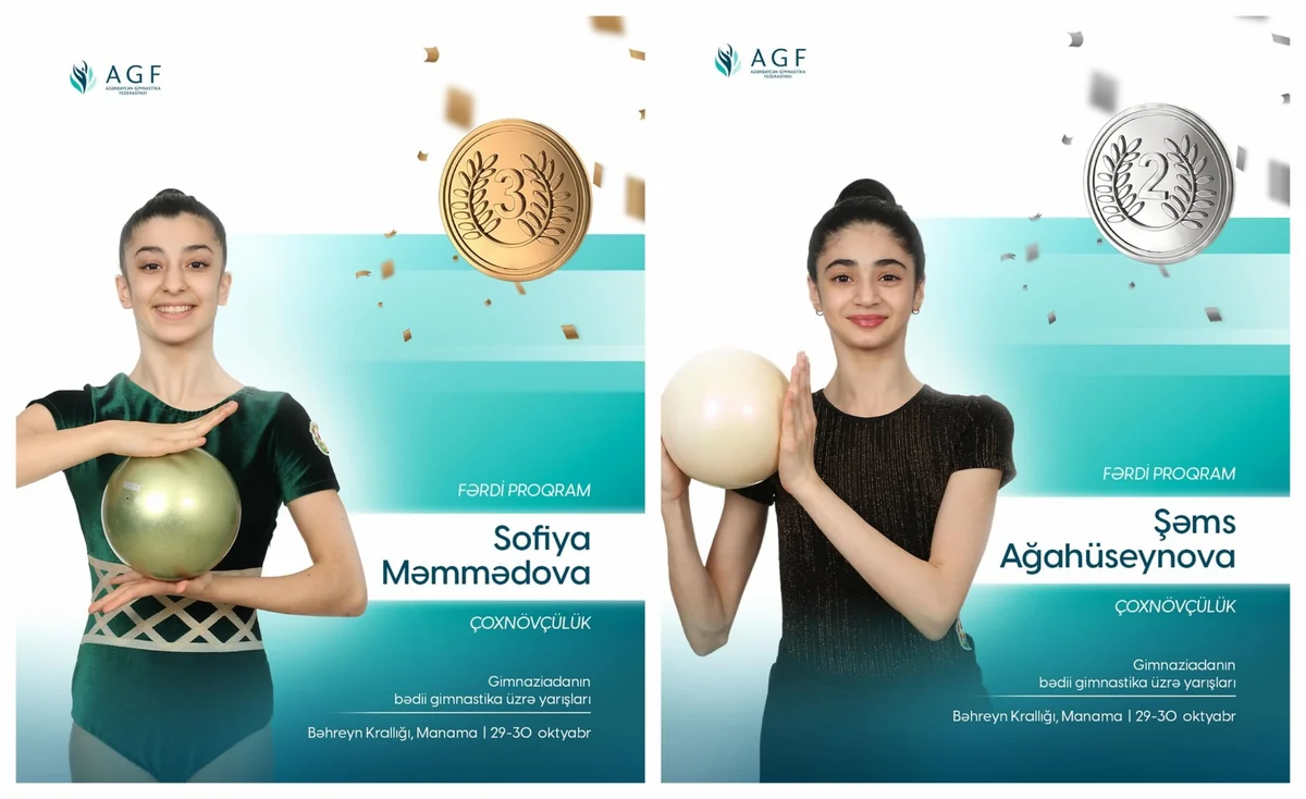 Azərbaycan gimnastları Gimnaziadada ikinci və üçüncü yerləri tutublar