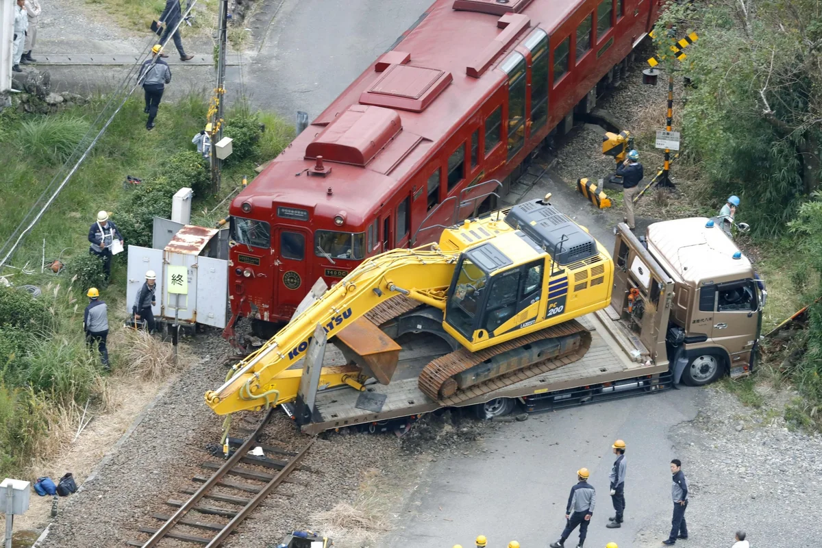 Passenger train collides with truck in Japan