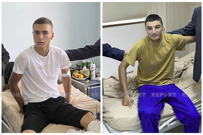 Yaralı əsgərlər hospitalda ziyarət ediliblər