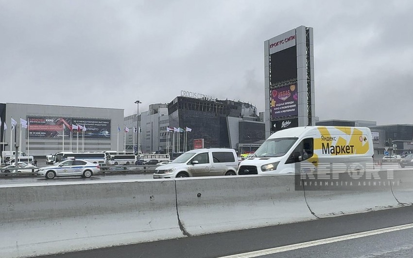 Latest visuals from Crocus City Hall following terrorist attack