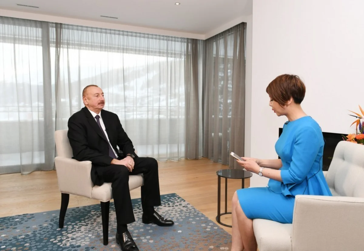 President Ilham Aliyev interviewed by China's CGTN TV channel in Davos