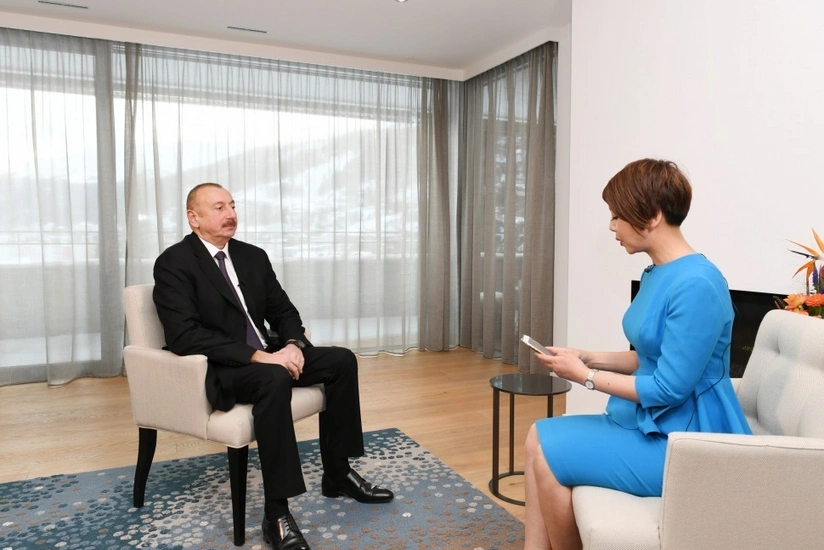 Президент Азербайджана Ильхам Алиев в Давосе дал интервью китайскому телевидению CGTN