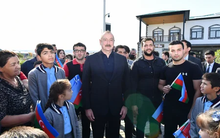 Ilham Aliyev, Mehriban Aliyeva meet with Aghali village residents
