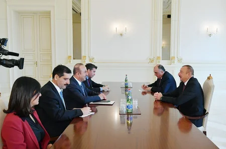 President Ilham Aliyev receives Turkish foreign minister