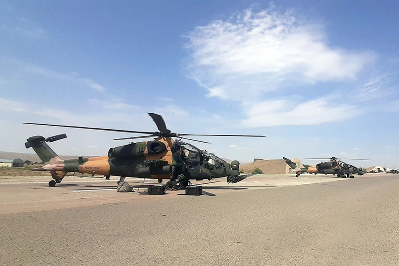Combat helicopters involved in TurAz Qartalı - 2020 exercises