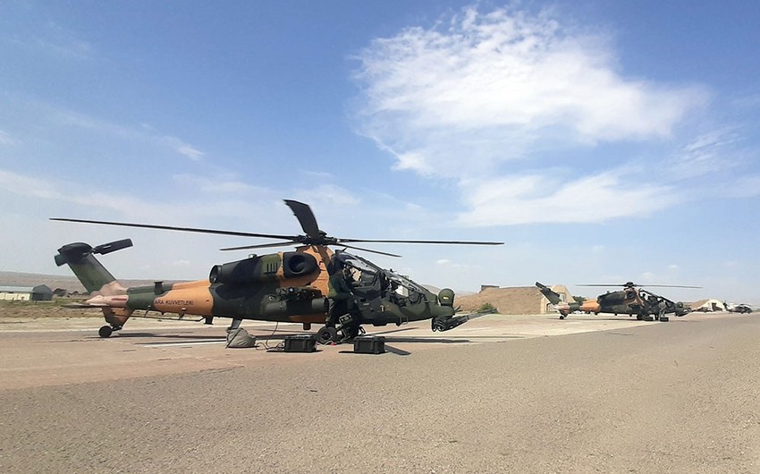 Combat helicopters involved in TurAz Qartalı - 2020 exercises 
