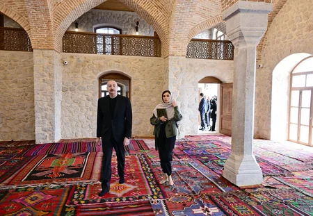 President Ilham Aliyev and First Lady Mehriban Aliyeva attend several openings and inspect construction work in Shusha