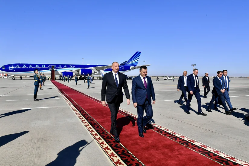 Prezident İlham Əliyevin Qırğız Respublikasına dövlət səfəri başlayıb