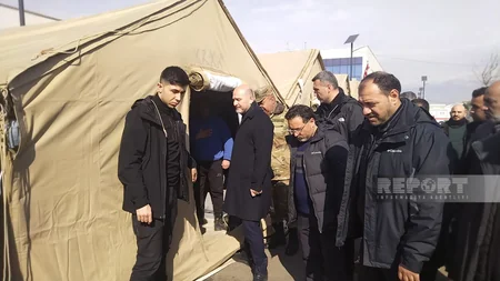 Turkish interior minister visits base point of Azerbaijani rescuers