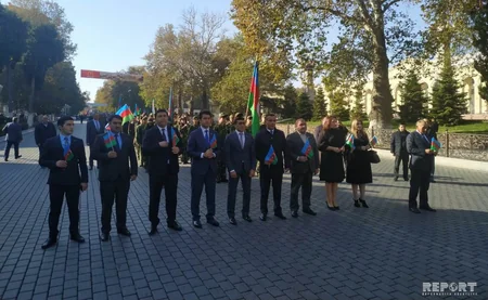 Gəncədə bayraq yürüşü keçirilib - FOTO