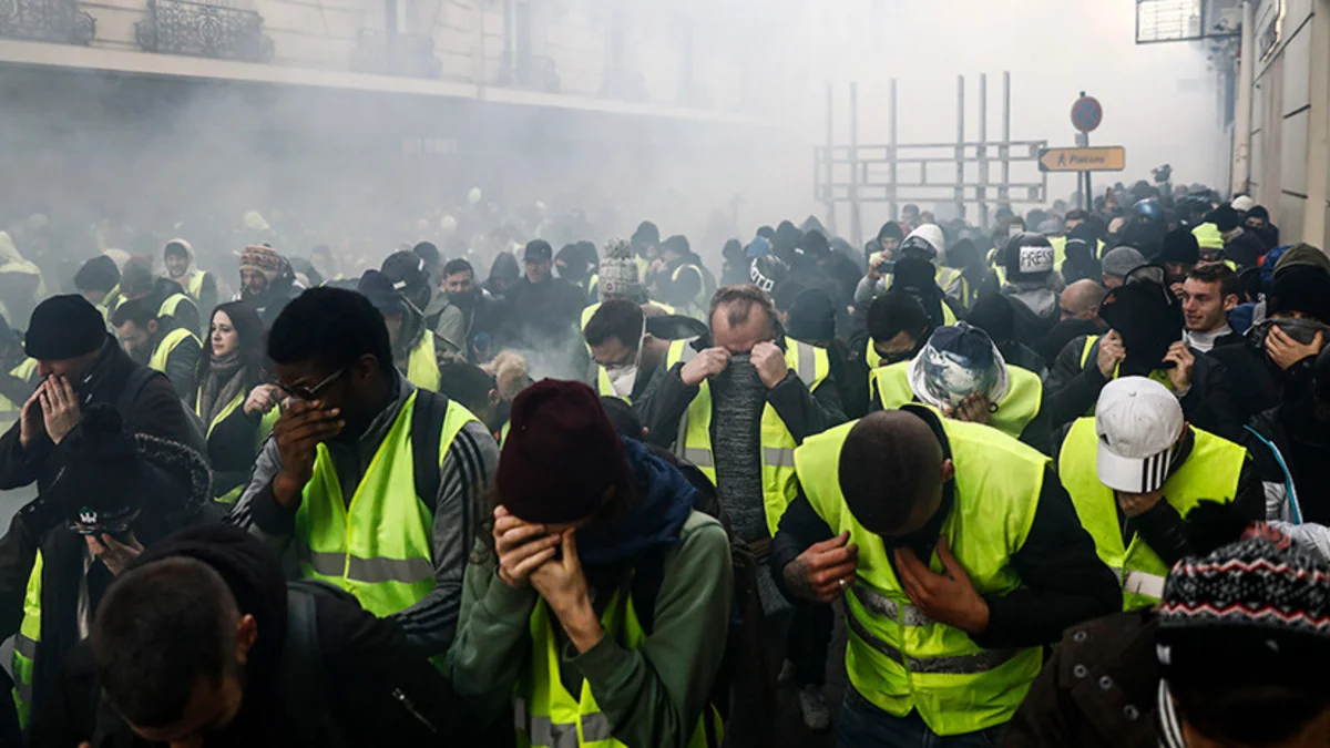 Railway workers protest in EC building in Paris