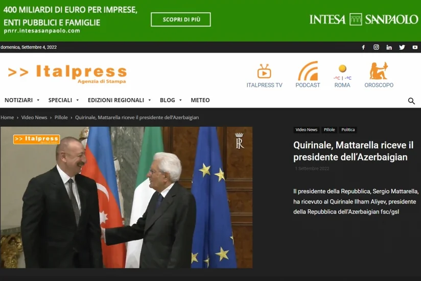 İlham Əliyevin İtaliyaya səfəri bu ölkənin mətbuatının diqqət mərkəzində olub
