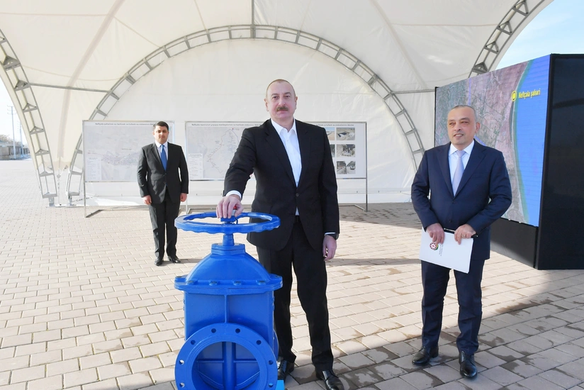 İlham Əliyev Neftçala şəhərinə içməli suyun verilməsi mərasimində iştirak edib - YENİLƏNİB