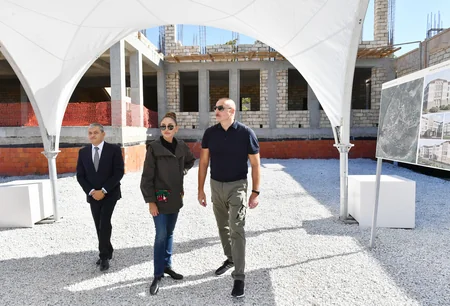 Ilham Aliyev and Mehriban Aliyeva view progress of works in newly-built facilities in Shusha
