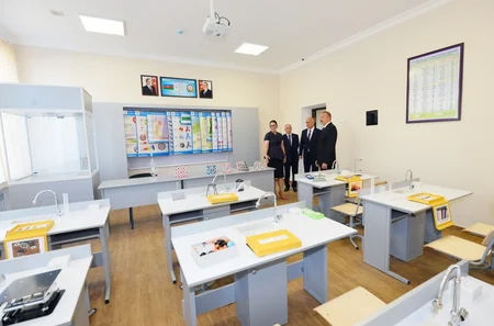 President Ilham Aliyev views school-lyceum No 62 in Nizami district after major overhaul