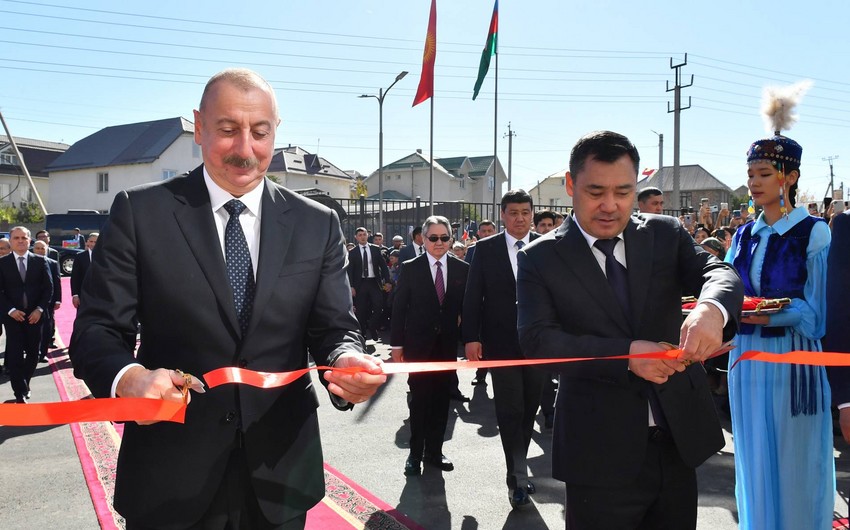 Ilham Aliyev and Sadyr Japarov attend opening of school No. 103 named after Nizami Ganjavi