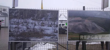 На дороге Ханкенди-Лачын установлены баннеры, отражающие армянский вандализм