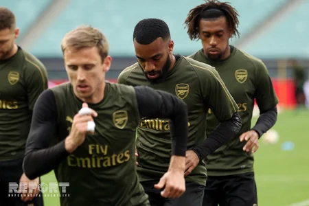 Arsenal UEFA Avropa Liqasının final oyunundan əvvəl Bakı Olimpiya Stadionunda məşqə çıxıb - FOTOREPORTAJ