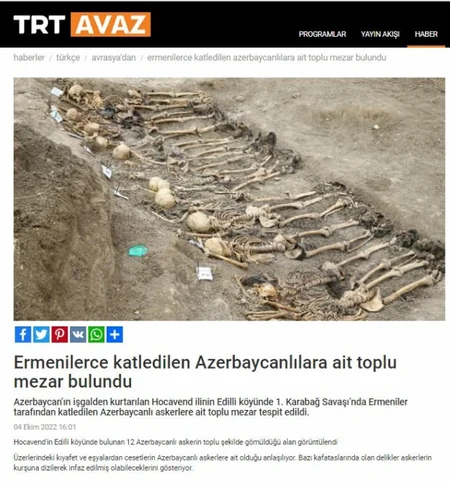 Dünya mətbuatı Edillidə aşkarlanan kütləvi məzarlıqla bağlı geniş məlumat yayıb
