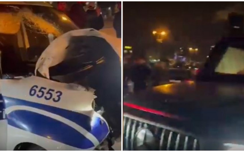 Bakıda “Gelandewagen”lə PPX avtomobili toqquşub, polis əməkdaşı yaralanıb