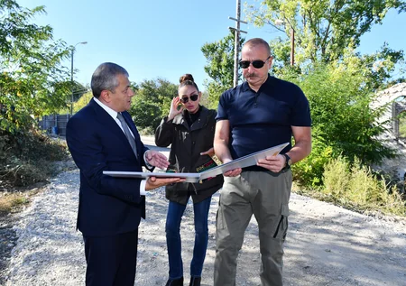 Ilham Aliyev and Mehriban Aliyeva view progress of works in newly-built facilities in Shusha