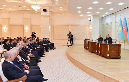Azerbaijani and Kazakh presidents made press statements