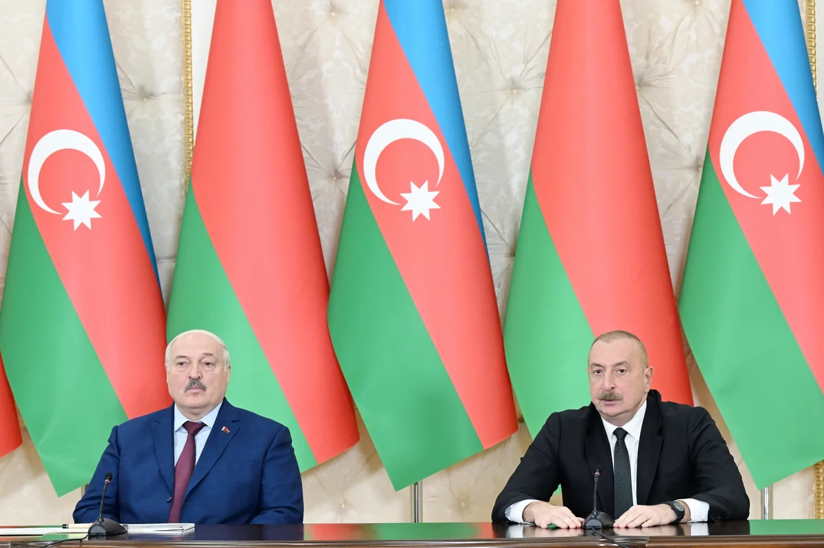 President Ilham Aliyev and President Aleksandr Lukashenko make press statements