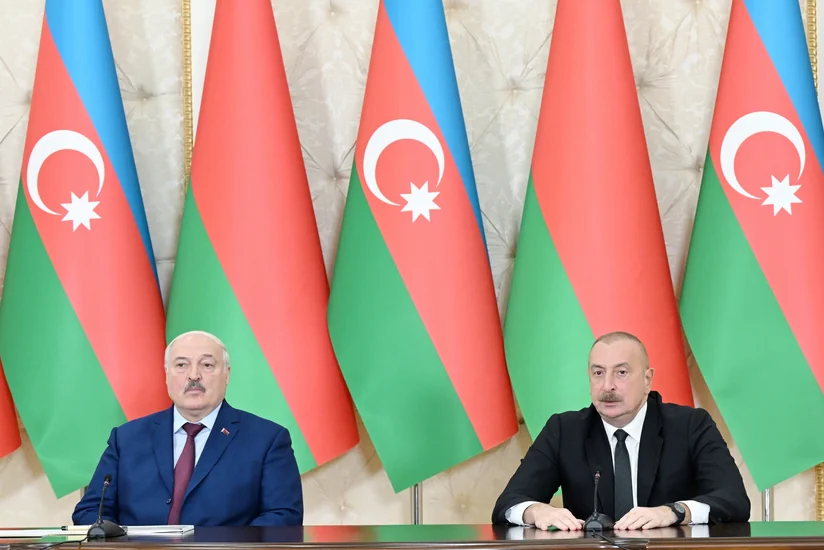 President Ilham Aliyev and President Aleksandr Lukashenko make press statements