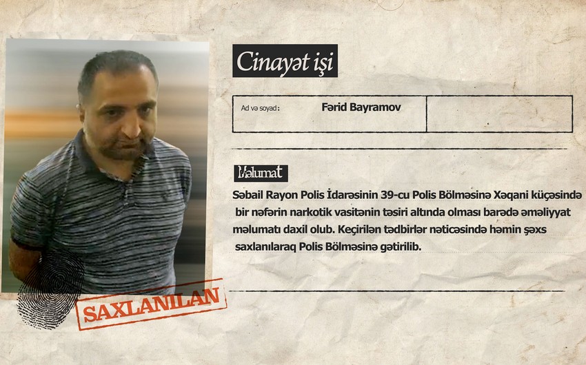 Bakıda kokain və ekstazi həblərini satmaq istəyən şəxs saxlanılıb